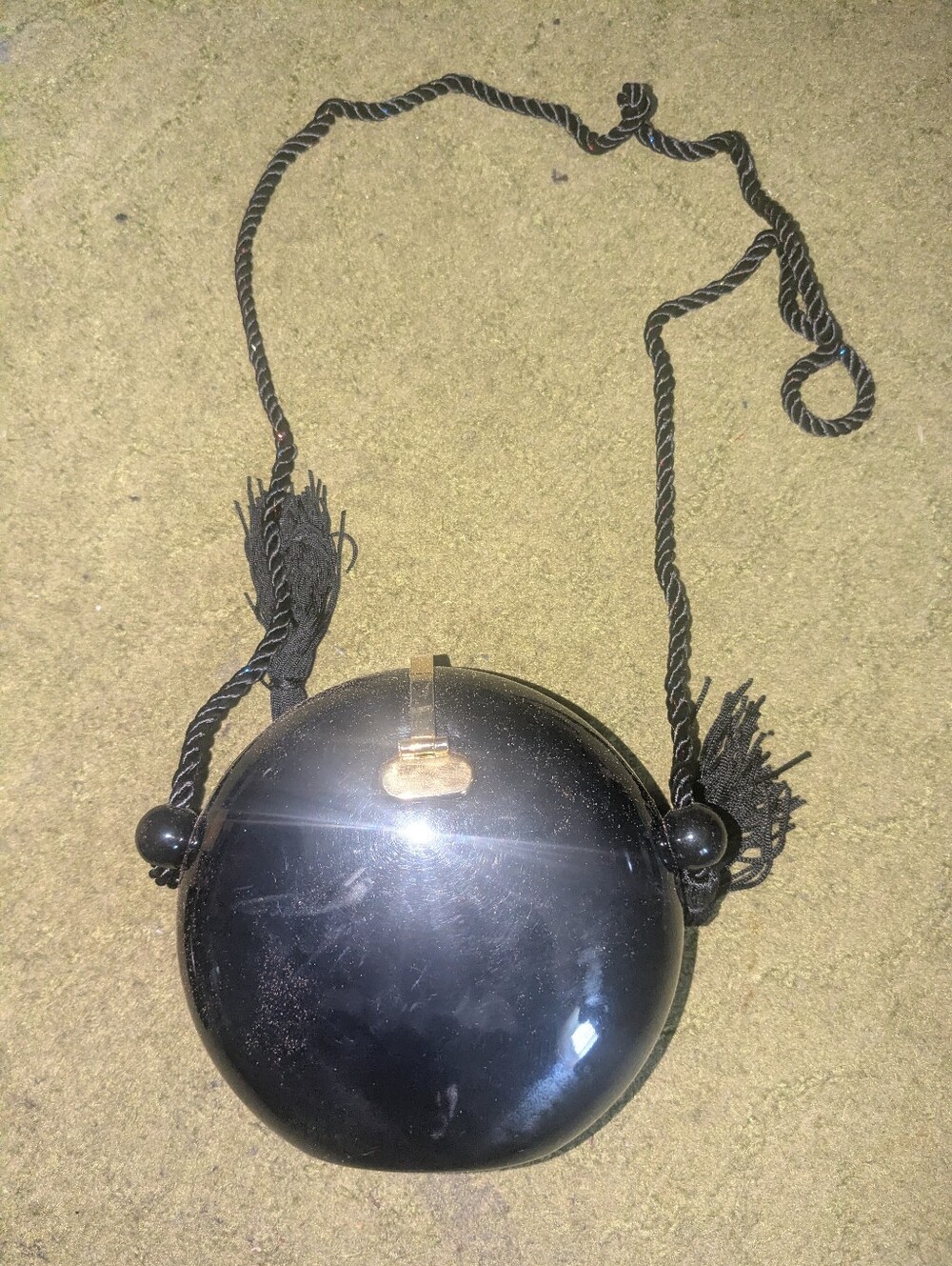 Vtg Black Hardshell Clutch